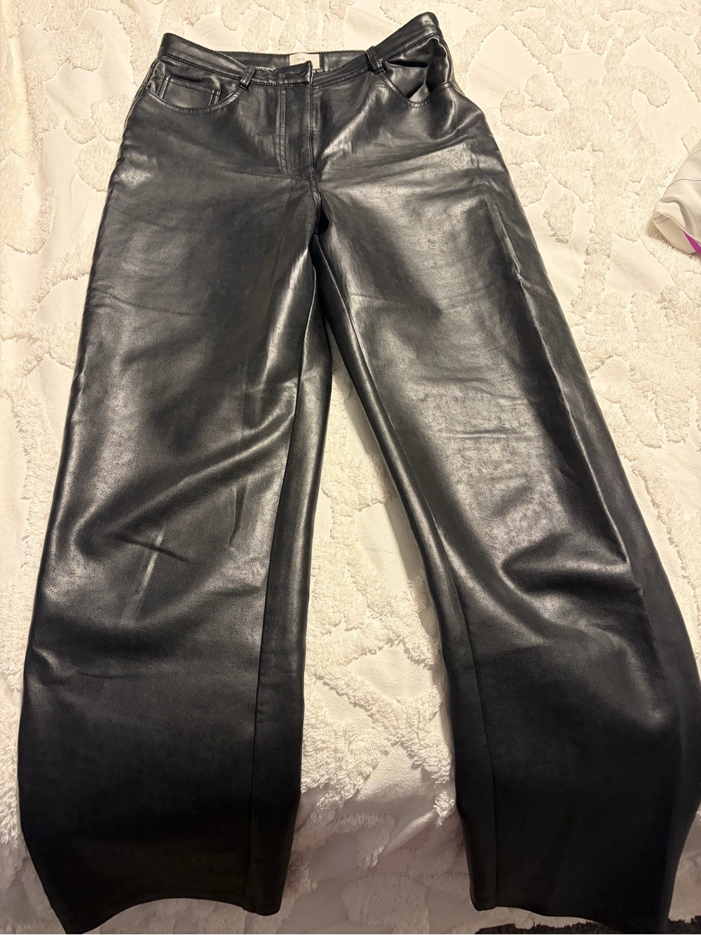 Wilfred Black Faux Leather Straight-Leg Jeans